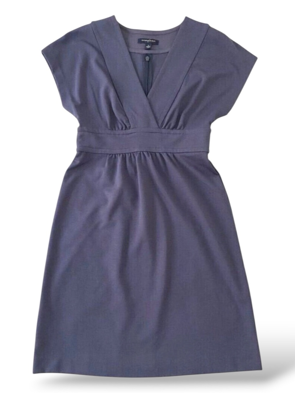 Banana Republic Womens V-Neck Gray Dress Size 4 Empire waist short sleeves